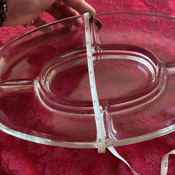 Vintage Thick Clear Pressed Glass Sectional Tray 12”x8.5” inches - Picture 3 of 6